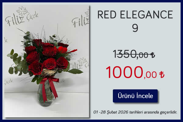 RED ELEGANCE 9 01 - 28 Aralık 2026 tarihleri arası geçerli, Kütahya Filiz Çiçek