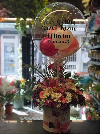 Kişiye Özel Balonlu Çiçek Aranjmanı