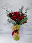 Çiçekçi - Limon Yeşili Vazoda 15 Kırmızı Gül