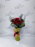Çiçekçi - Limon Yeşili Vazoda 15 Kırmızı Gül