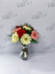 Çiçekçi - Vazoda Karışık Gerbera Aranjmanı