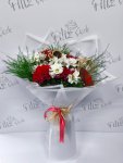 Çiçekçi - Kırmızı Beyaz Zarif Çiçek Buketi